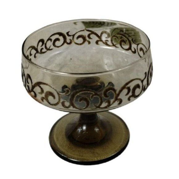 Vintage Libbey Brown Swirl 1970s Prado 2 Piece Champagne Goblets Dessert Bowls - Picture 5 of 16